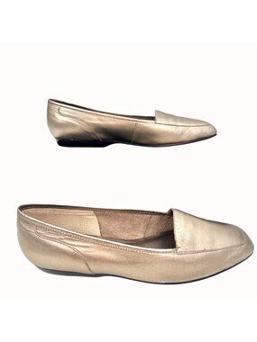 VTG ENZO ANGIOLINI LIBERTY METALLIC BRONZE LEATHER FLATS LOAFERS 9N W/ PRTL BOX
